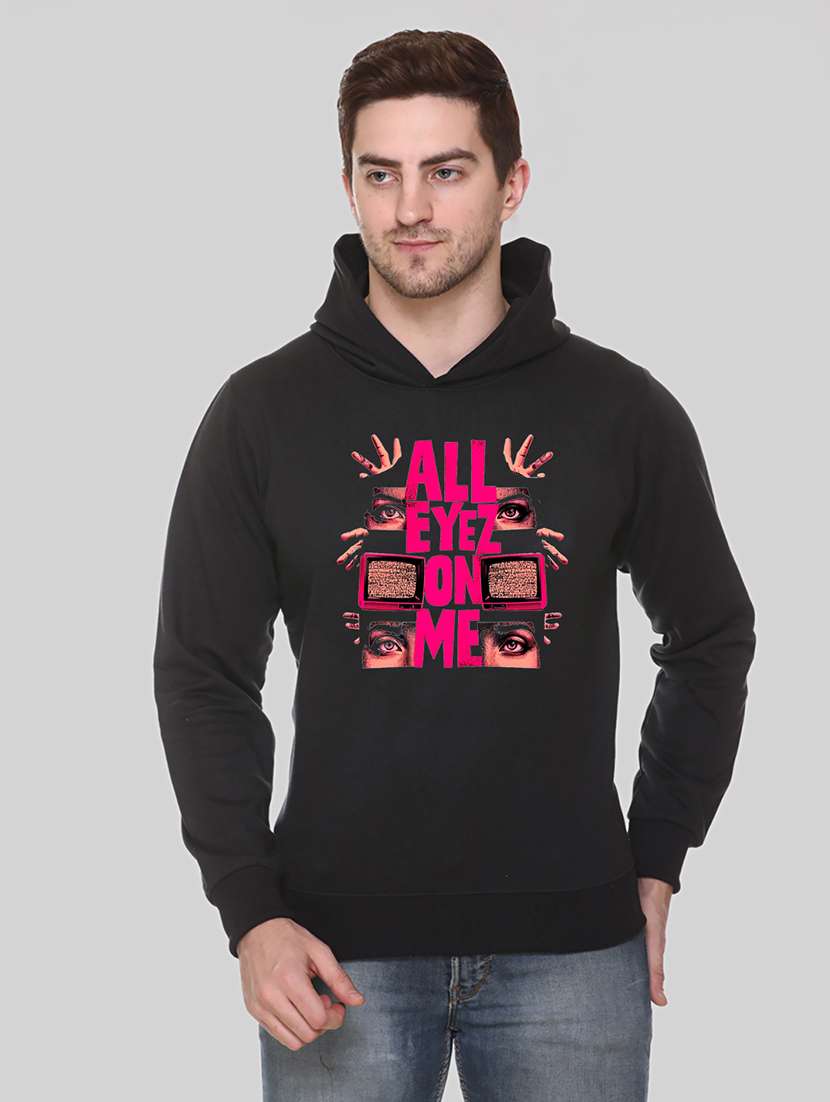 men front print long sleeve regular fit hooded sweatshirt - 22143082 -  Standard Image - 1