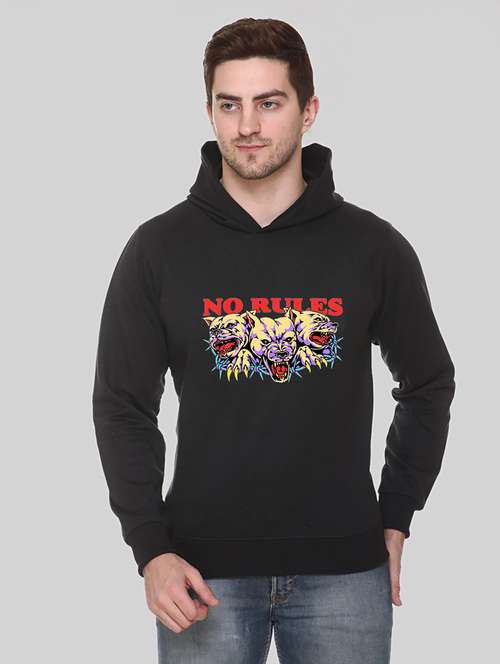 men chest print long sleeve regular fit hooded sweatshirt - 22143091 -  Standard Image - 0