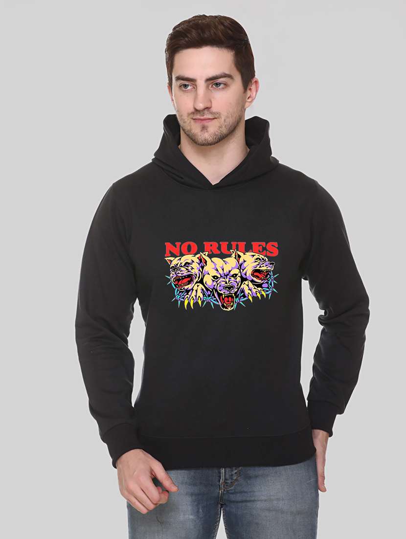 men chest print long sleeve regular fit hooded sweatshirt