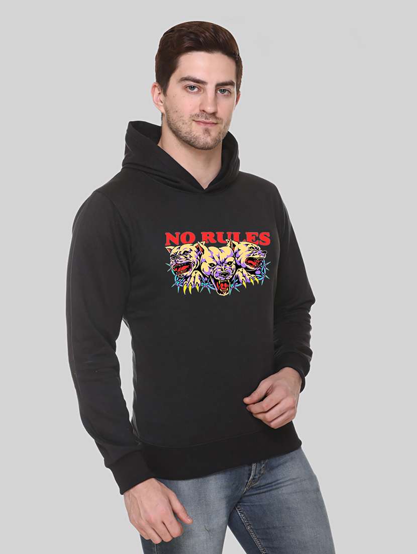 men chest print long sleeve regular fit hooded sweatshirt - 22143091 -  Standard Image - 1