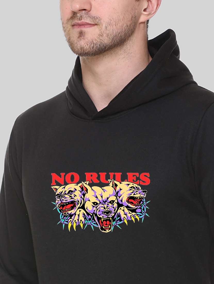 men chest print long sleeve regular fit hooded sweatshirt - 22143091 -  Standard Image - 4