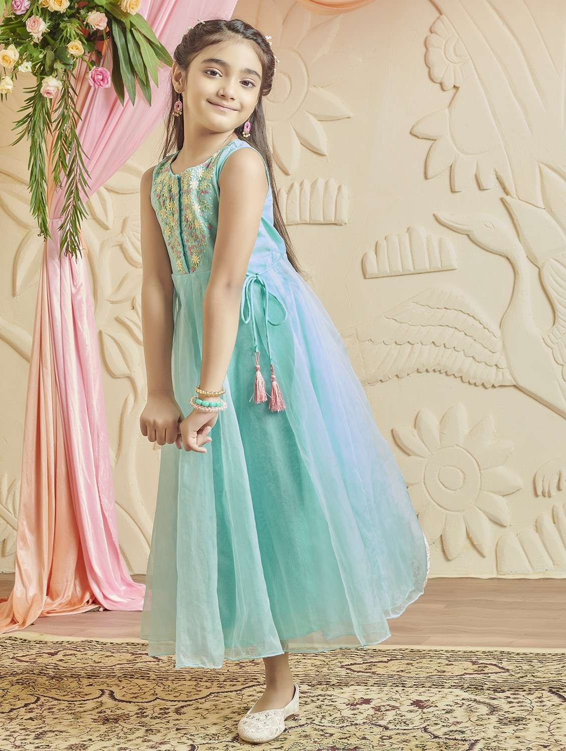 girl sembroidered sleeveless fit & flare gown - 22143114 - Standard Image - 1