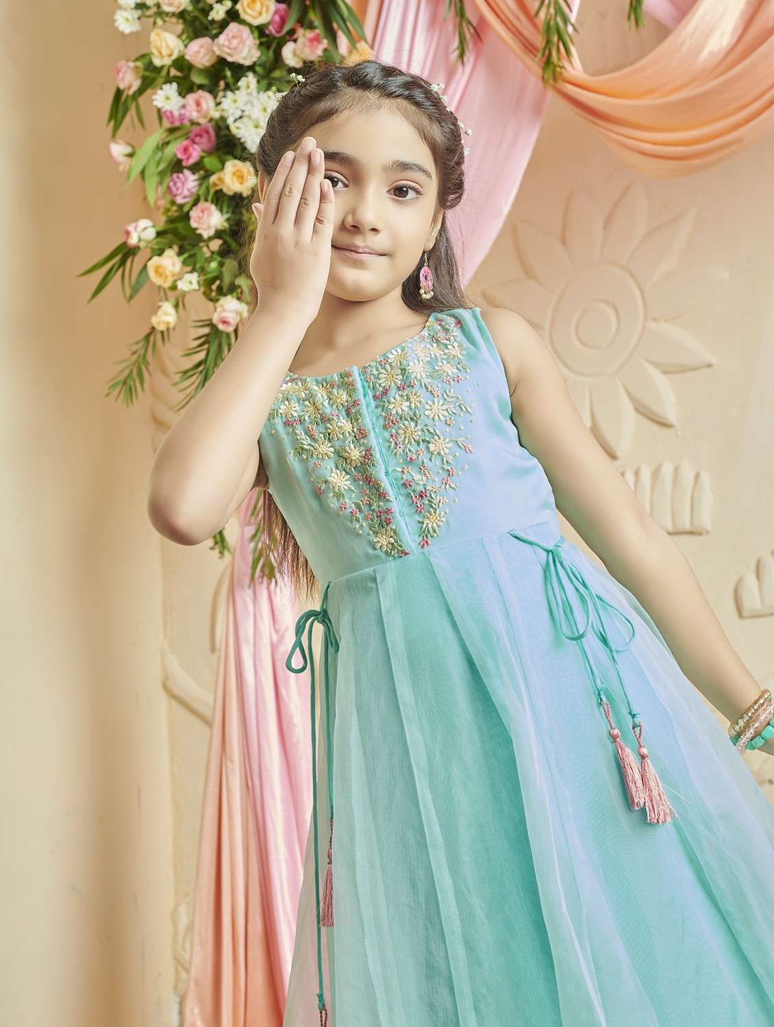 girl sembroidered sleeveless fit & flare gown - 22143114 - Standard Image - 4