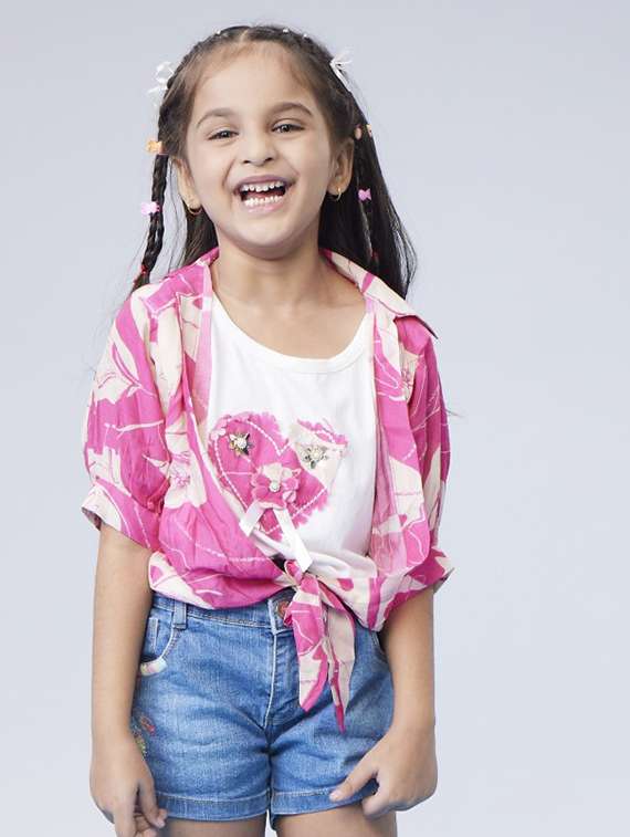 girls printed short sleeve shirt top - 22143126 - Standard Image - 1