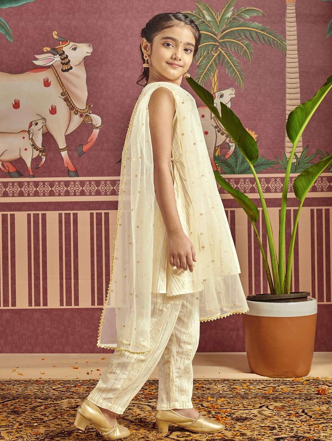 girls self designed kurta and pant with dupatta set - 22143131 -  Standard Image - 1