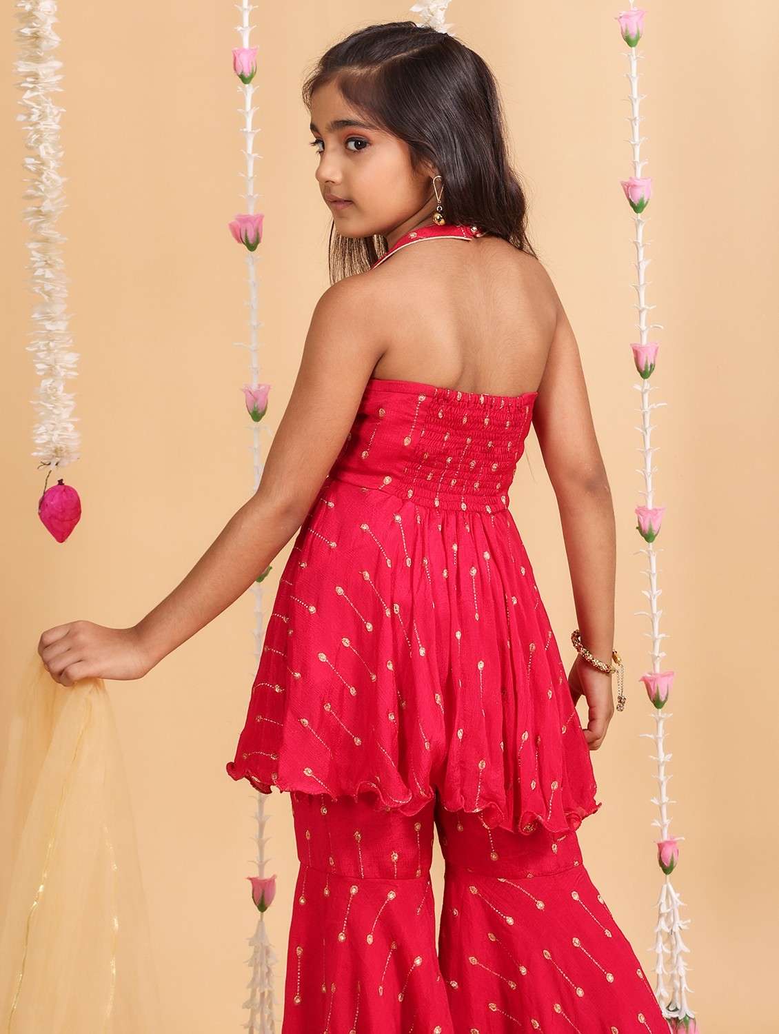 girls embellished kurta and sharara with dupatta set - 22143139 - Standard Image - 4