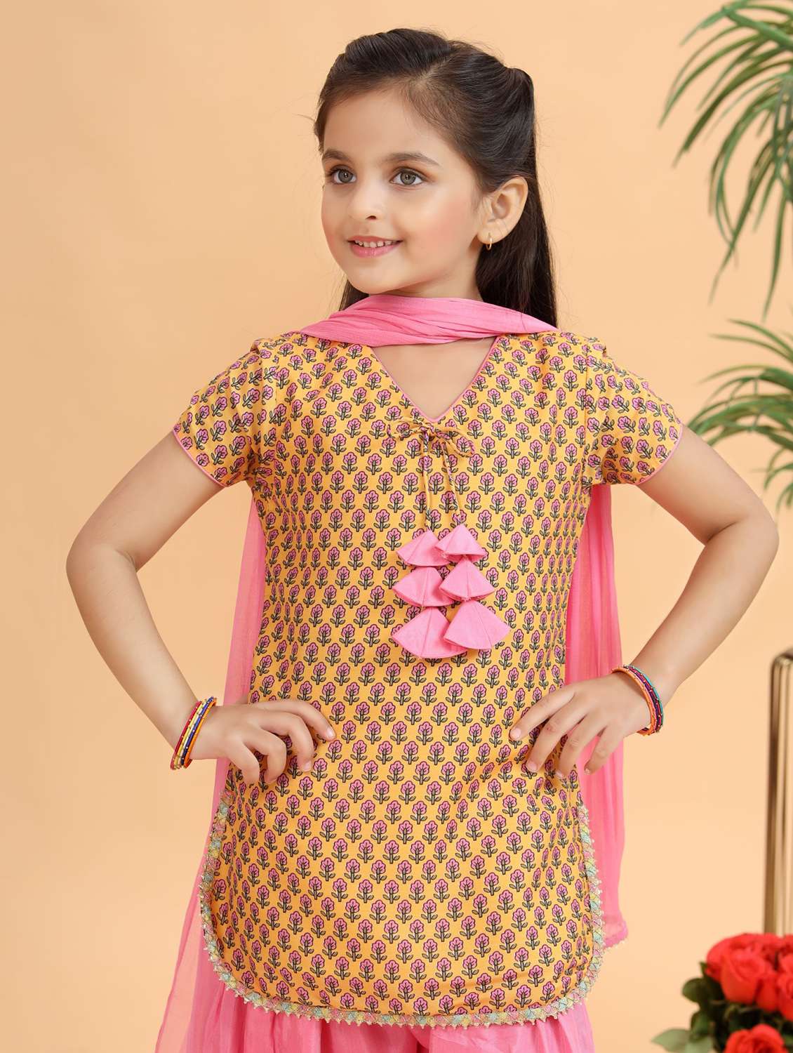 girls printed kurta and salwar with dupatta set - 22143144 -  Standard Image - 6