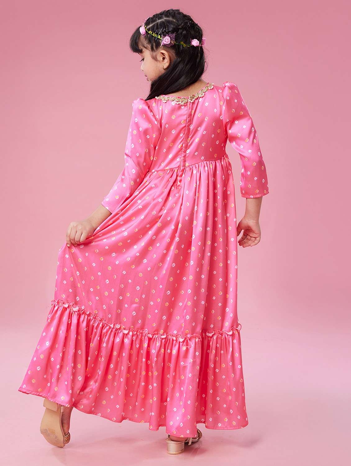 girls printed puff sleeve tiered dress - 22143149 - Standard Image - 4