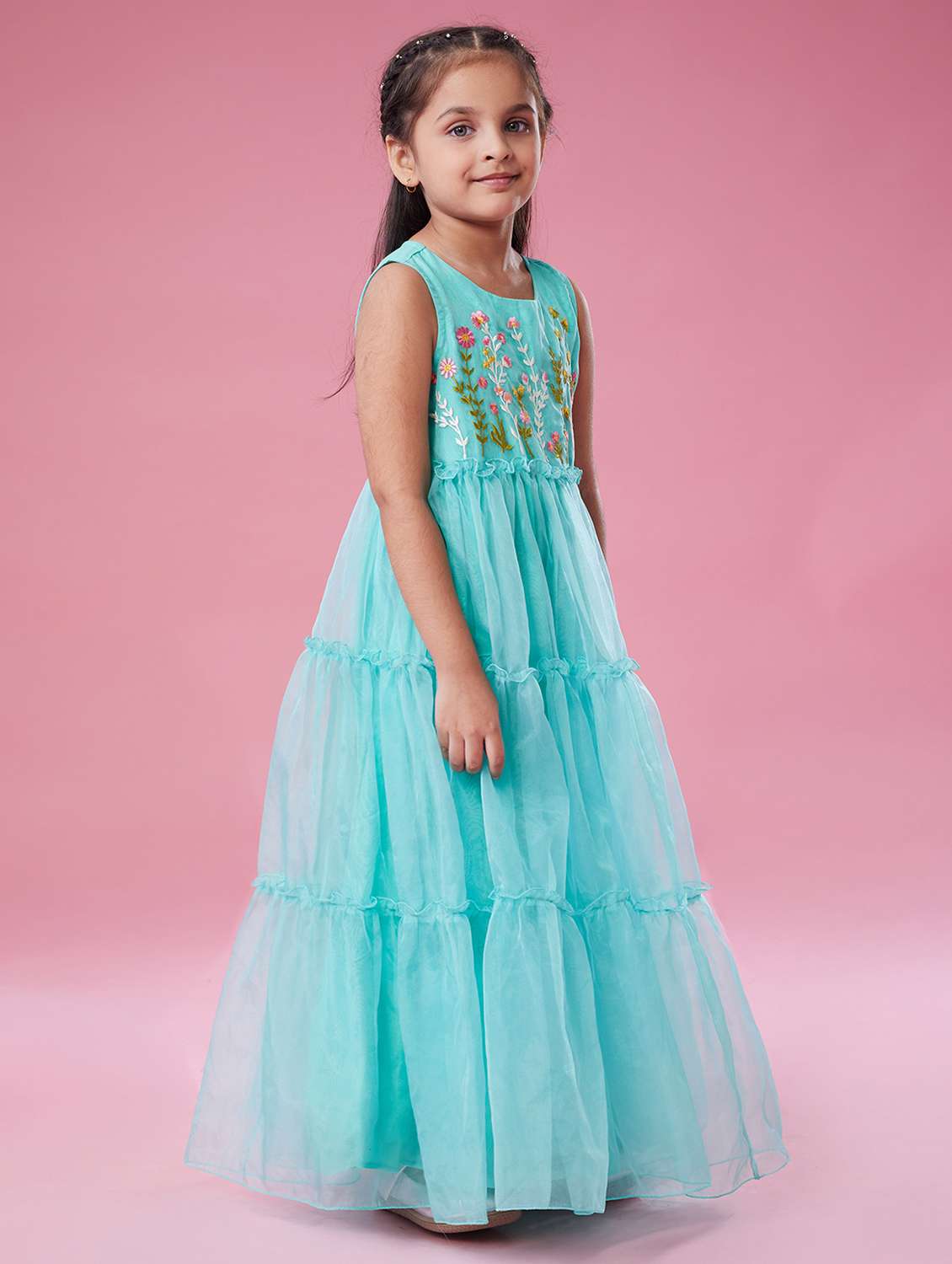 girls embroidered sleeveless tiered dress - 22143152 -  Standard Image - 1