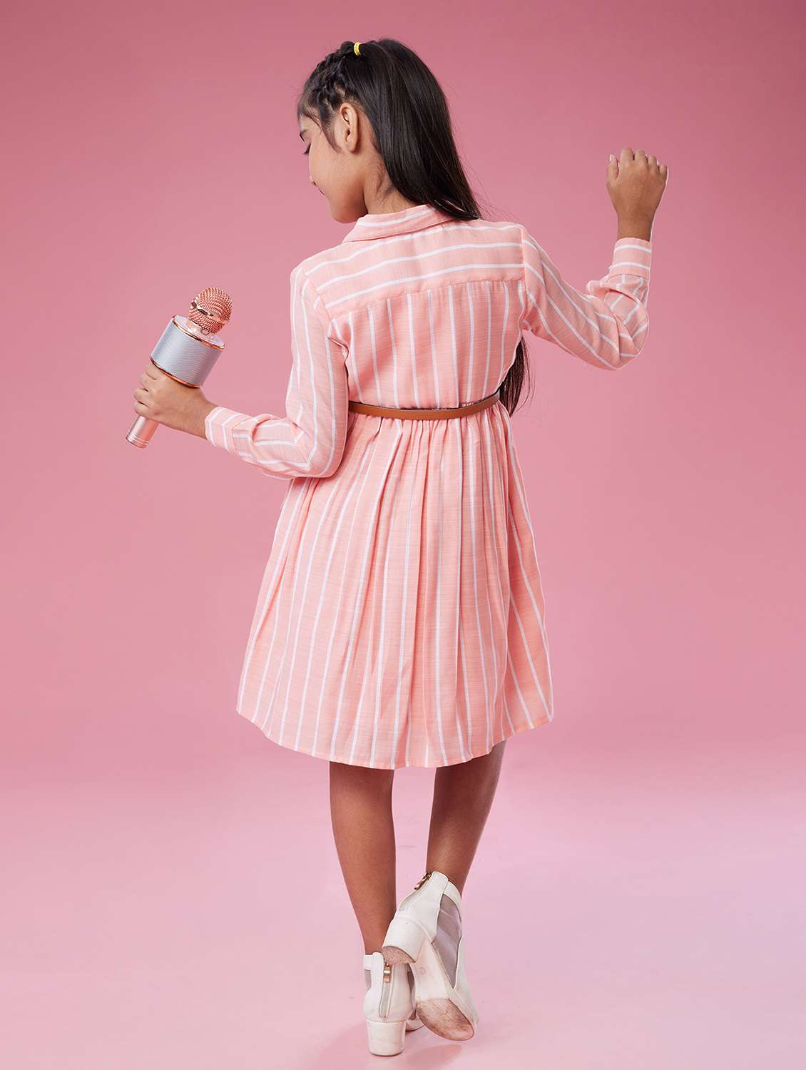 girls striped collared long sleeve shirt dress - 22143153 - Standard Image - 4
