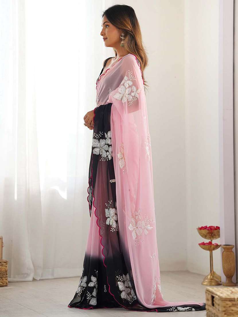 women ombre embroidered saree with blouse - 22143156 - Standard Image - 1