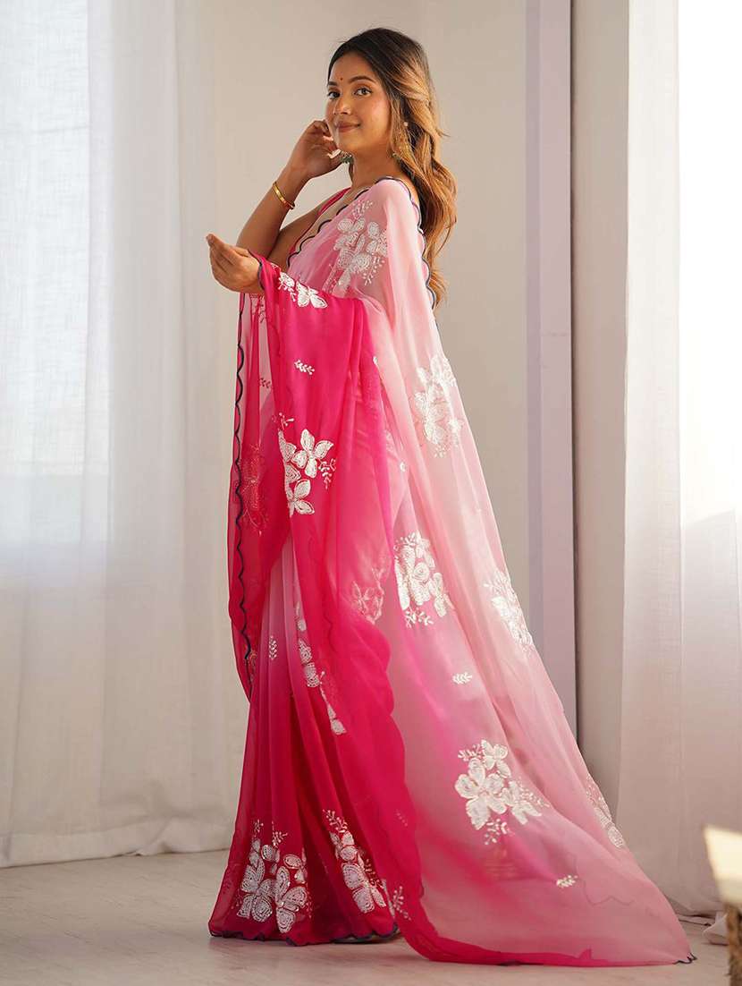 women ombre embroidered saree with blouse - 22143157 -  Standard Image - 1