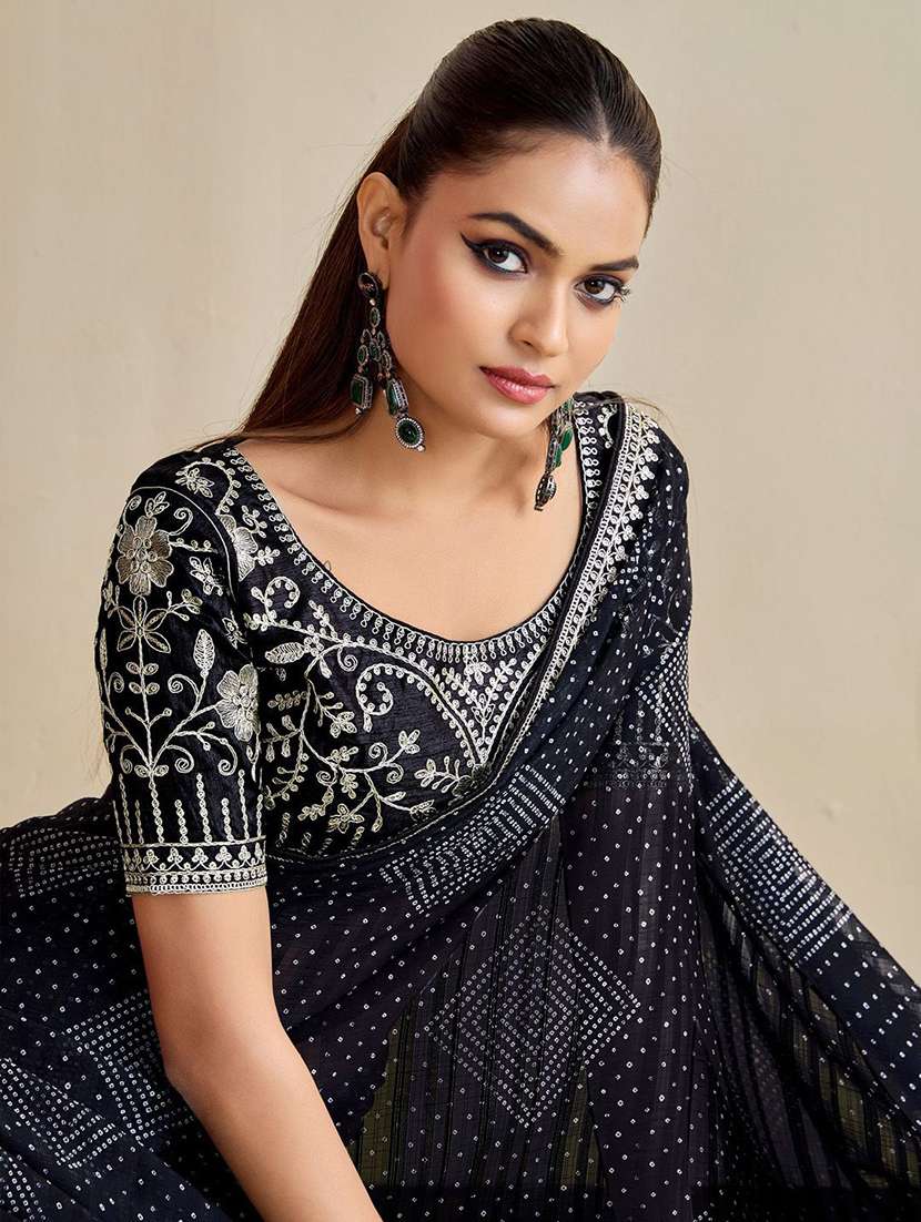 women bandhani printed saree with blouse - 22143159 -  Standard Image - 1