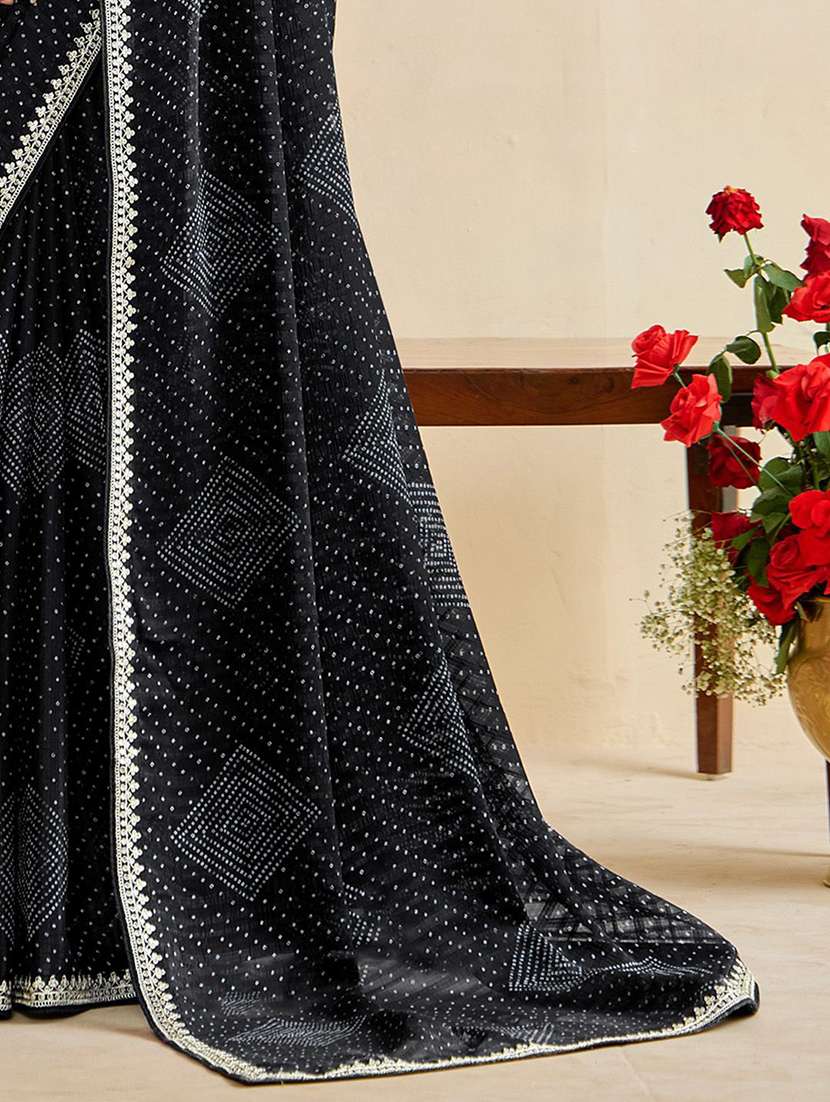 women bandhani printed saree with blouse - 22143159 -  Standard Image - 4