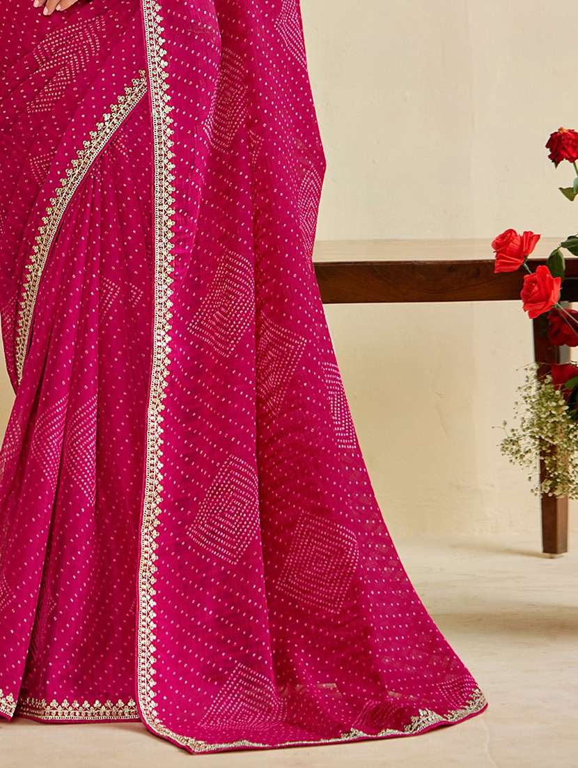 women bandhani printed saree with blouse - 22143164 -  Standard Image - 4