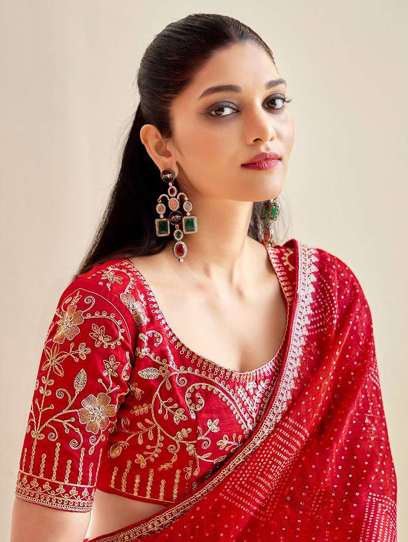 women bandhani printed saree with blouse - 22143165 - Standard Image - 1