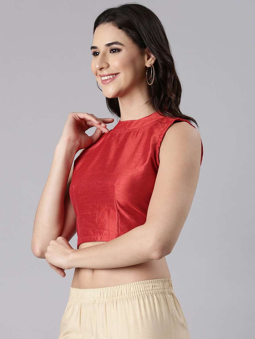women solid sleeveless stitched blouse - 22143216 - Standard Image - 1
