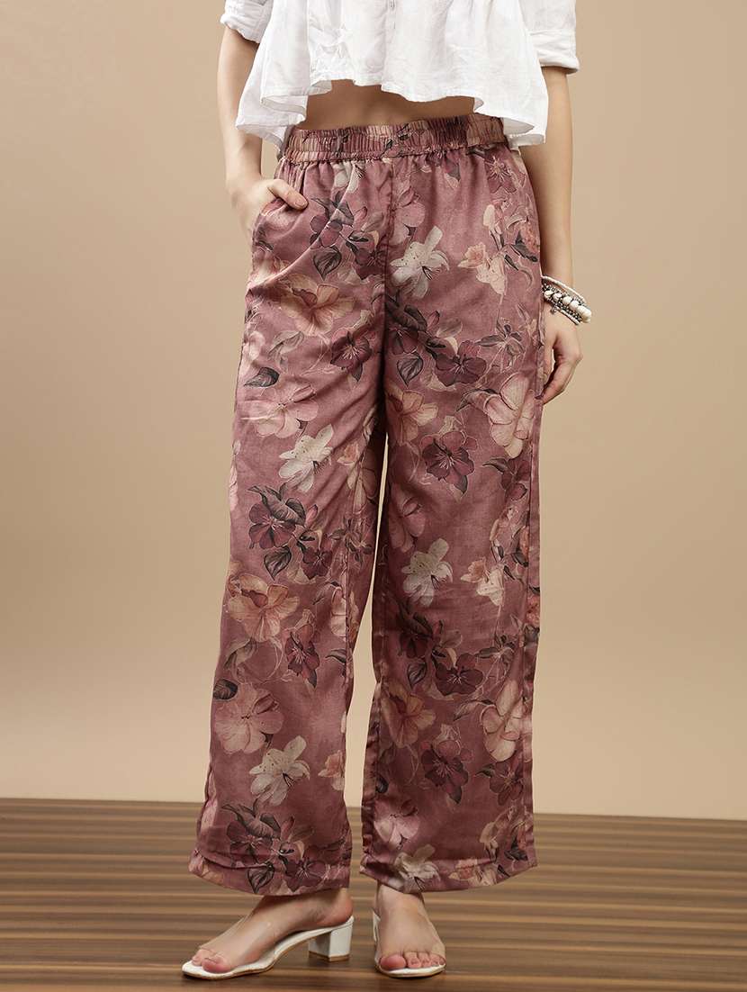 women printed mid rise straight palazzo - 22143262 -  Zoom Image - 0