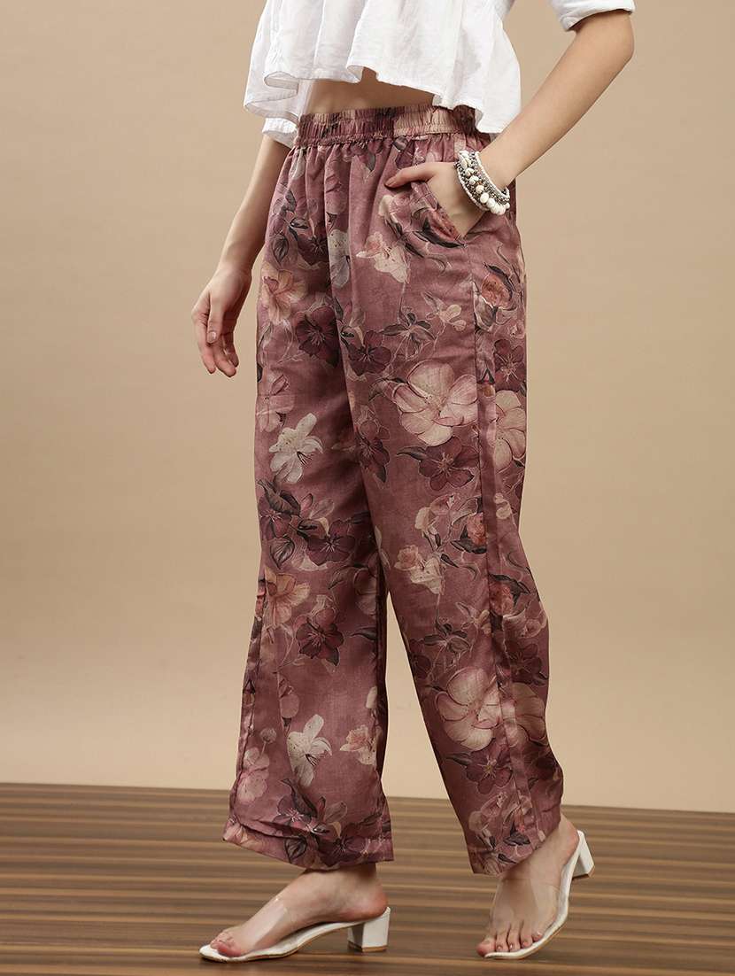 women printed mid rise straight palazzo - 22143262 -  Standard Image - 1