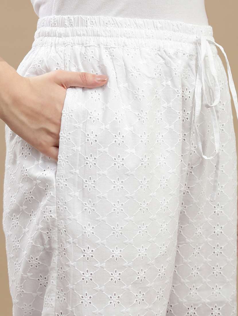 Women Embroidered Mid Rise Straight Palazzo - 22143263 -  Standard Image - 4