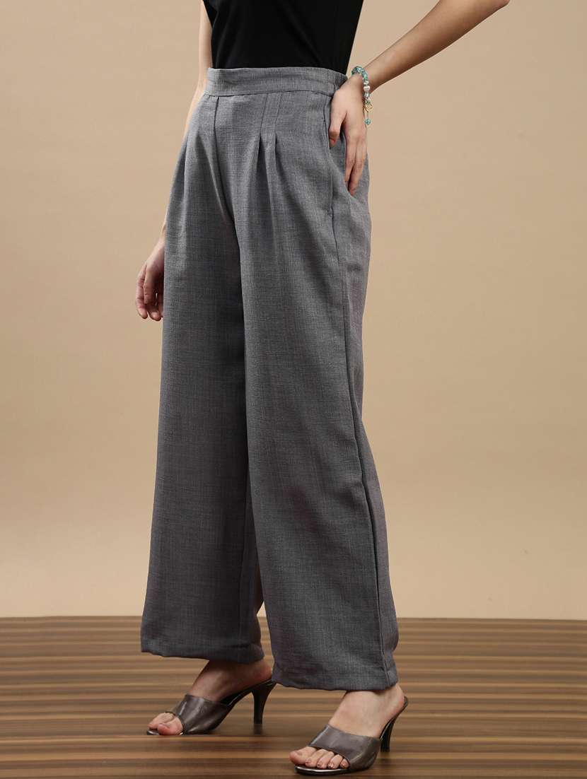 women solid mid rise straight palazzo - 22143265 -  Standard Image - 1