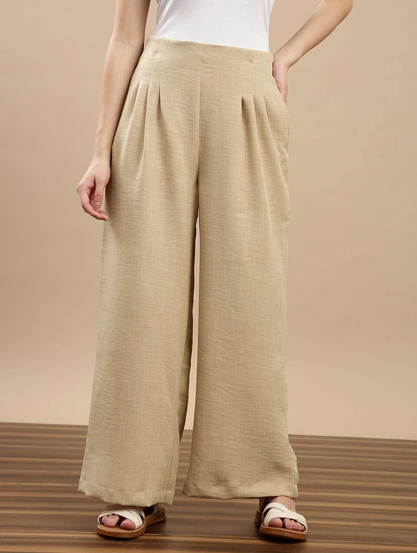 women solid mid rise flared palazzo - 22143269 - Zoom Image - 0