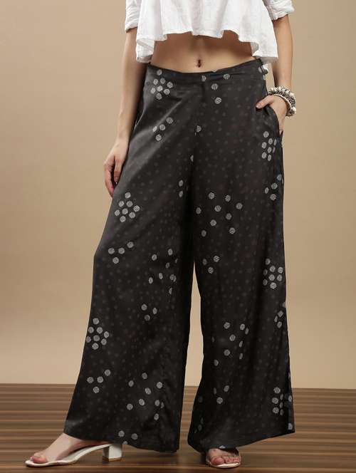 women printed mid rise palazzo - 22143275 - Standard Image - 0