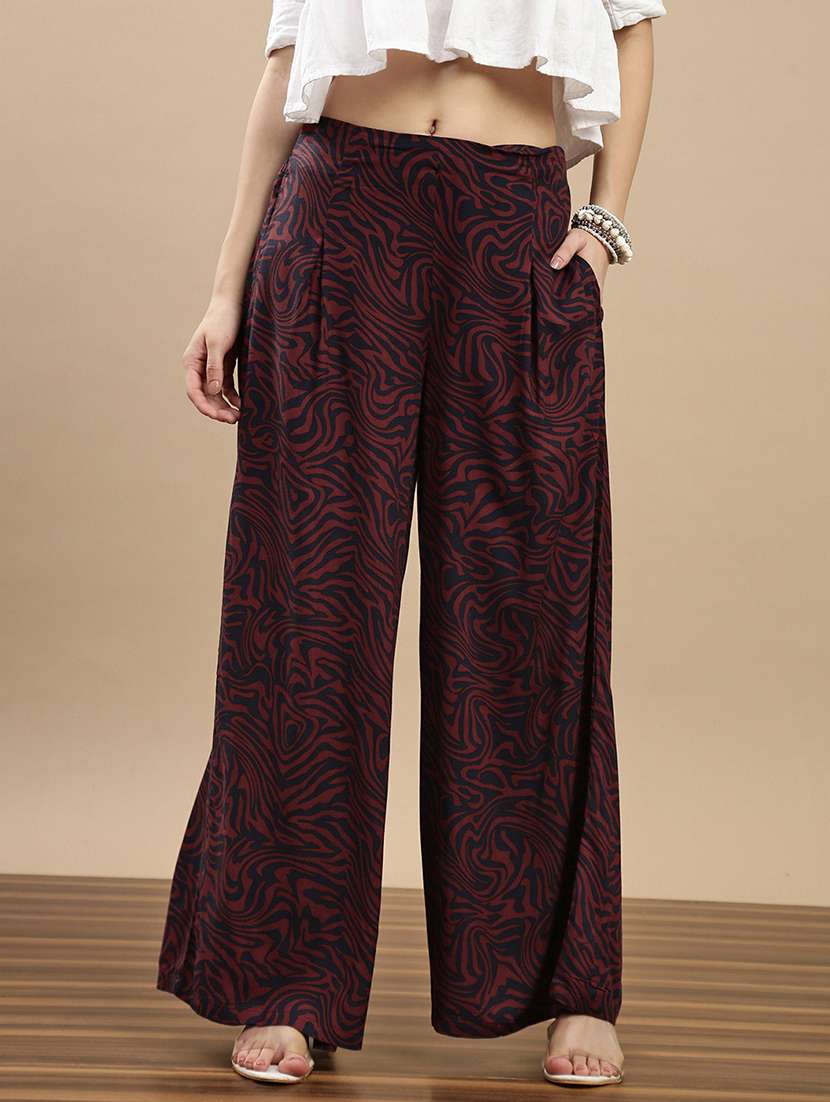 women printed mid rise palazzo