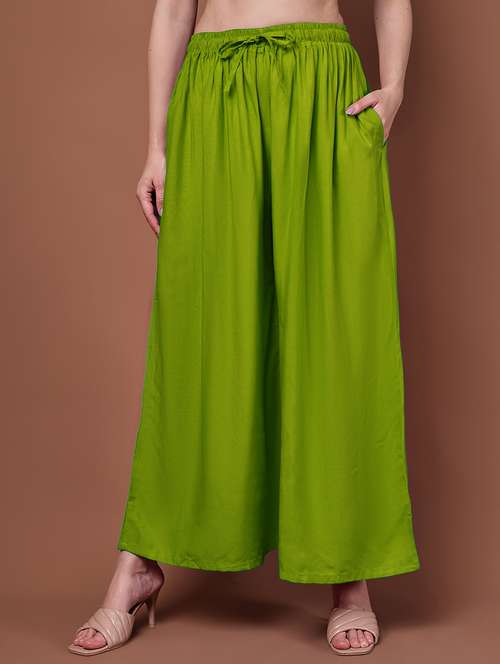 women solid mid rise flared palazzo - 22143422 -  Standard Image - 0
