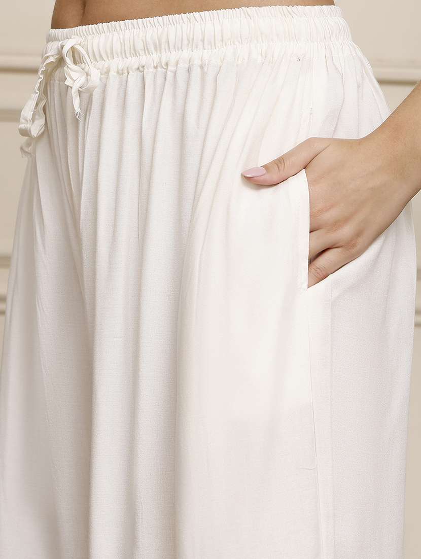 women pack of 2 solid mid rise flared palazzo - 22143423 -  Standard Image - 4