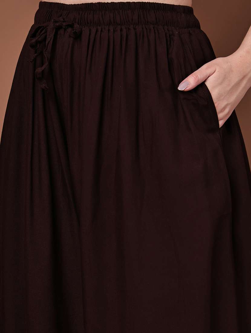 women pack of 2 solid mid rise flared palazzo - 22143435 -  Standard Image - 4