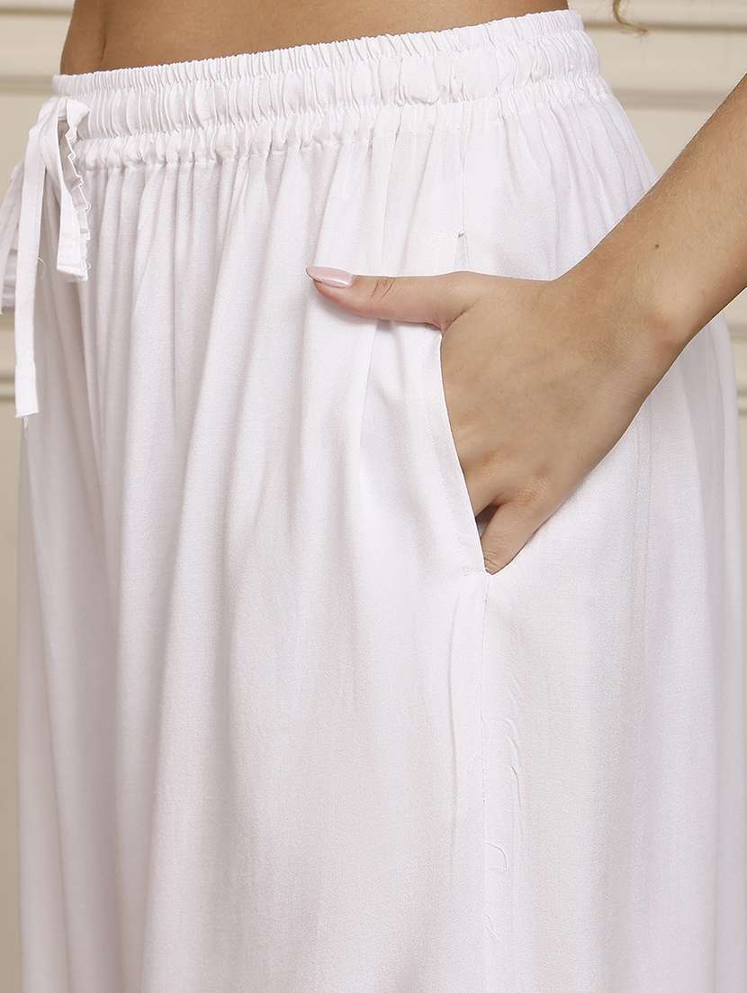 women pack of 2 solid mid rise flared palazzo - 22143439 -  Standard Image - 4