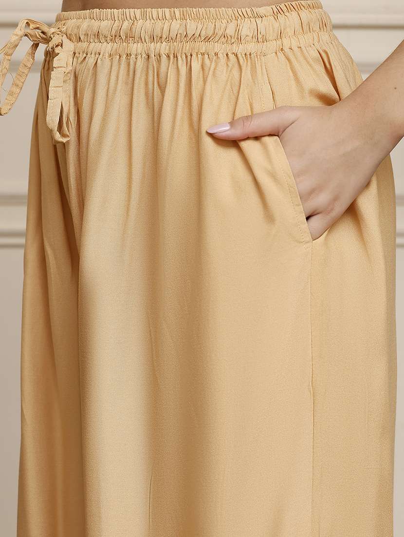 women pack of 2 solid mid rise flared palazzo - 22143462 -  Standard Image - 4