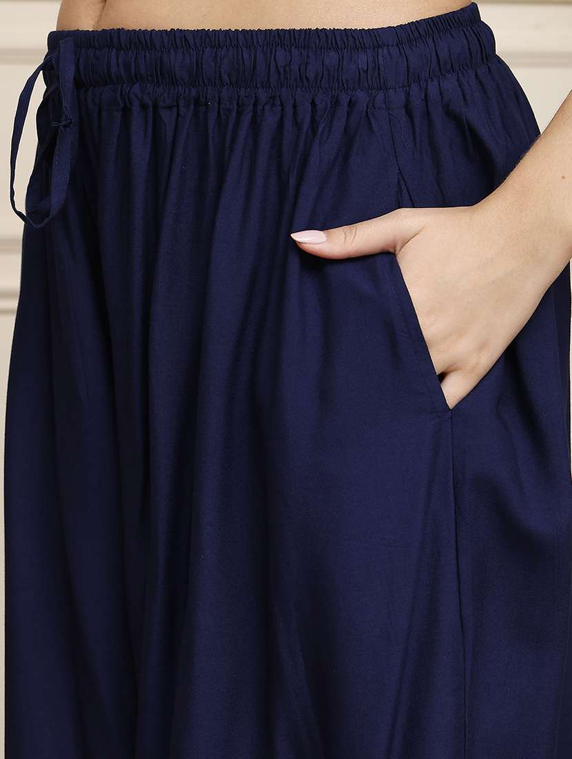women pack of 2 solid mid rise flared palazzo - 22143467 -  Standard Image - 4