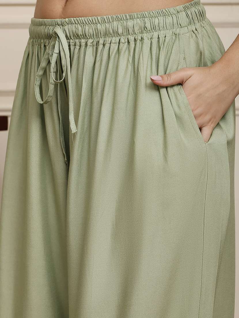 women pack of 2 solid mid rise flared palazzo - 22143475 -  Standard Image - 4
