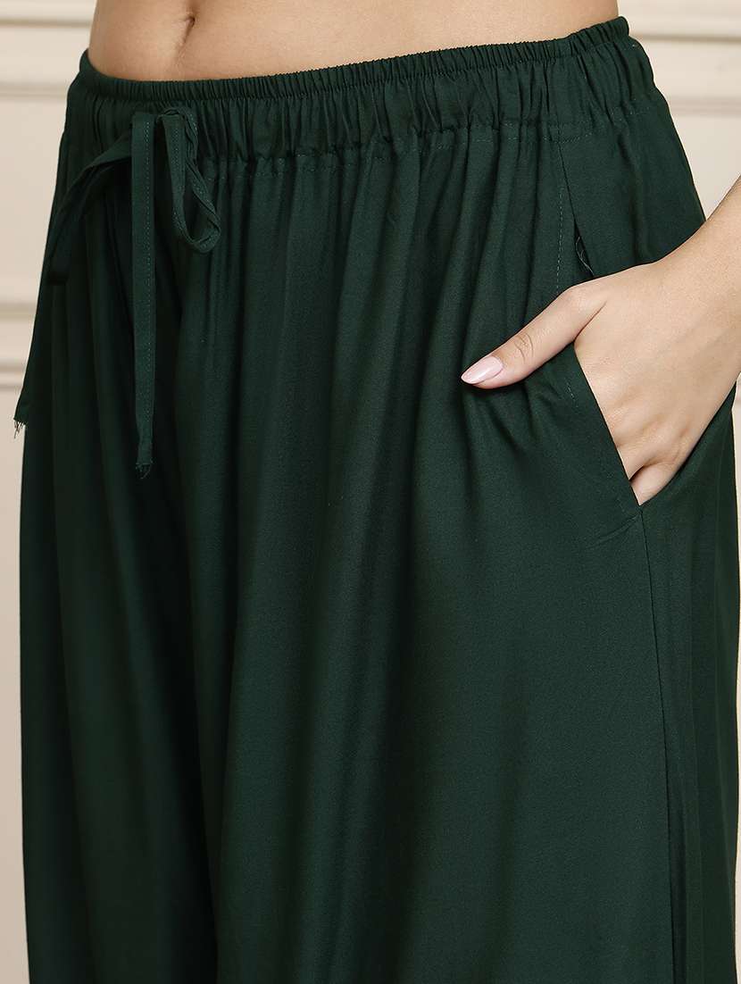 women pack of 2 solid mid rise flared palazzo - 22143479 -  Standard Image - 4