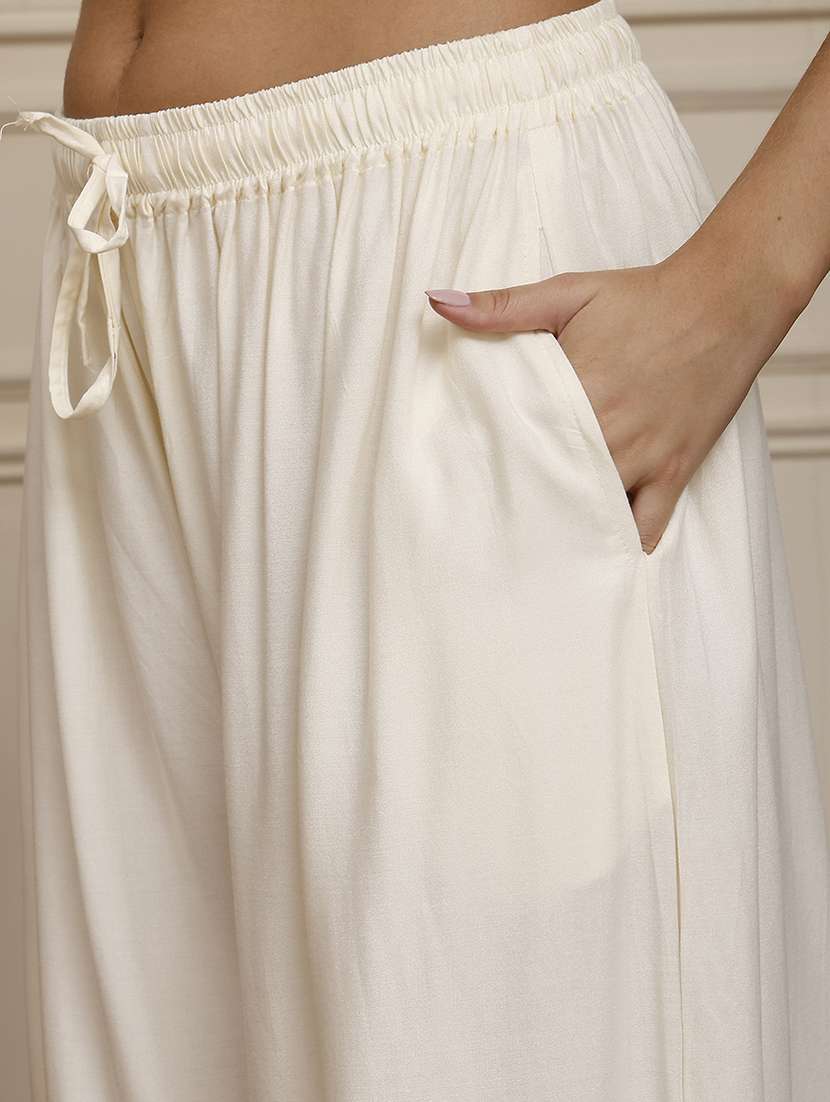 women pack of 2 solid mid rise flared palazzo - 22143482 -  Standard Image - 4