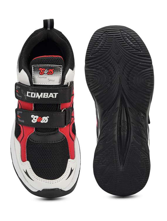 boys black color blocked velcro sneaker - 22143579 -  Standard Image - 4