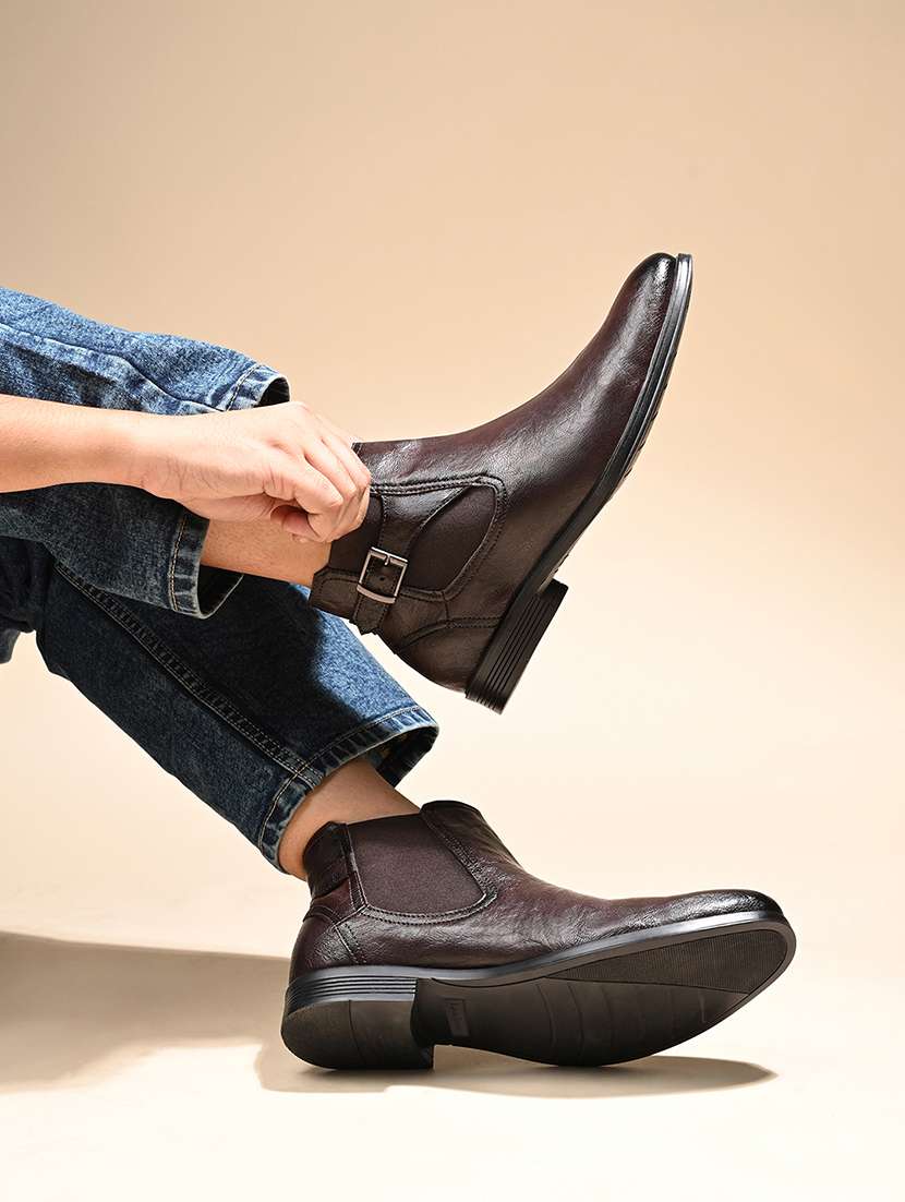 men brown slip on boot