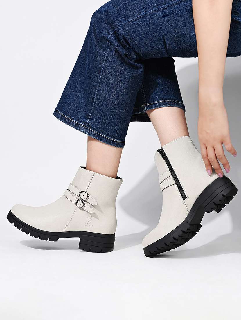 women solid slip on ankle s boot - 22143587 - Standard Image - 1