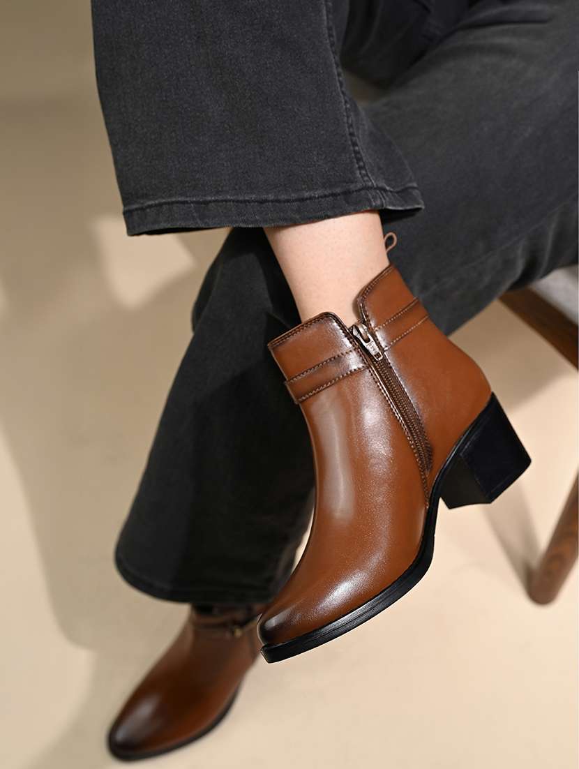 women solid slip on ankle s boot - 22143588 -  Standard Image - 1