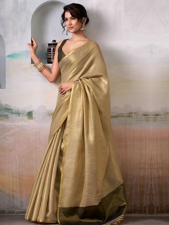 women solid plain saree with blouse - 22143611 -  Standard Image - 1