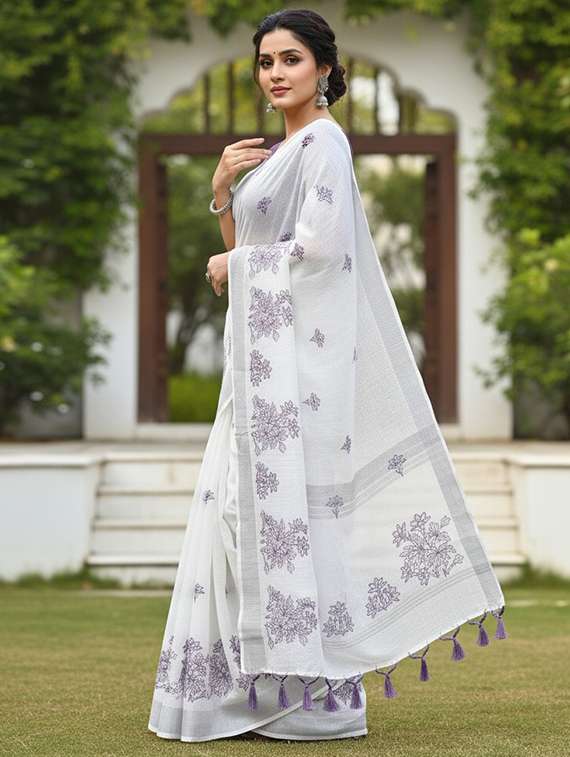 women solid with work embroidered saree with blouse - 22143625 -  Standard Image - 1