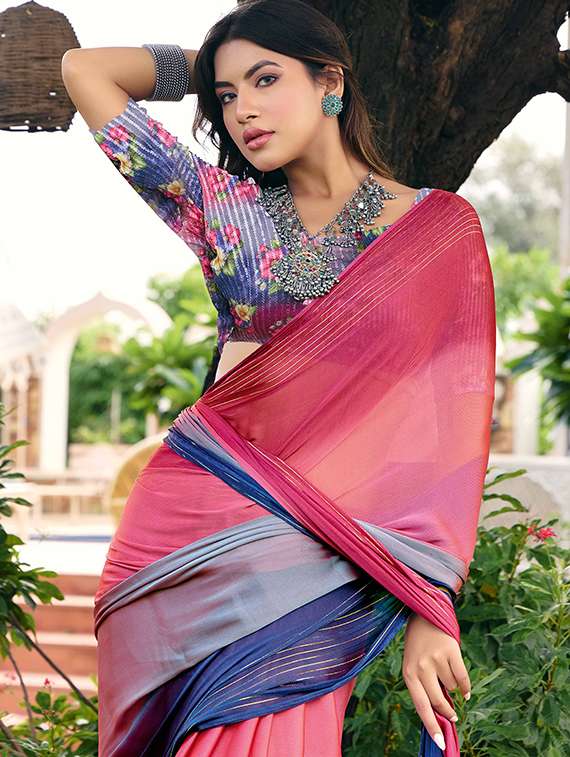 women ombre printed saree with blouse - 22143654 -  Standard Image - 1