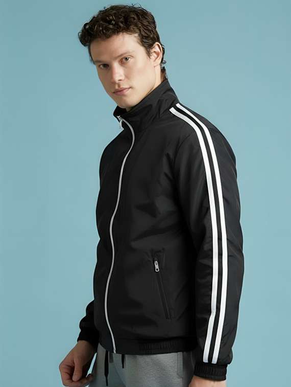 men taped long sleeve windcheater bomber jacket - 22143661 -  Standard Image - 1