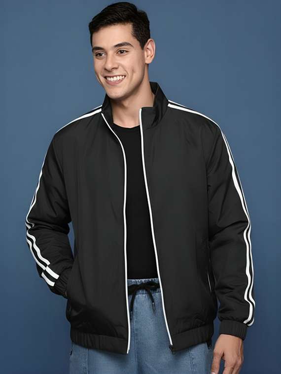 men taped long sleeve lightweight bomber jacket - 22143662 -  Standard Image - 1