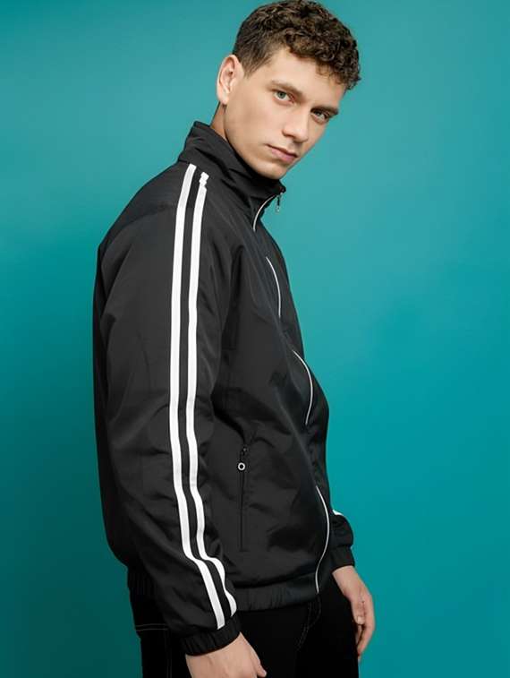 men taped long sleeve lightweight bomber jacket - 22143663 -  Standard Image - 1