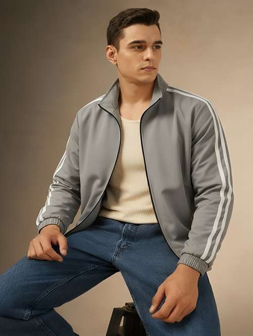 men taped long sleeve lightweight bomber jacket - 22143682 -  Standard Image - 0