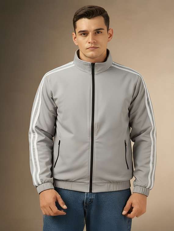men taped long sleeve lightweight bomber jacket - 22143682 -  Standard Image - 1