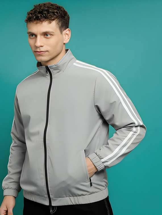 men taped long sleeve lightweight bomber jacket - 22143683 -  Standard Image - 1